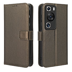 Funda de Cuero Cartera con Soporte Carcasa BY1 para Huawei P60 Marron