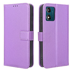 Funda de Cuero Cartera con Soporte Carcasa BY1 para Motorola Moto E13 Morado