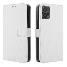 Funda de Cuero Cartera con Soporte Carcasa BY1 para Motorola Moto E22i Blanco