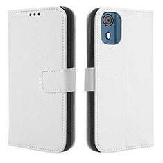 Funda de Cuero Cartera con Soporte Carcasa BY1 para Nokia C02 Blanco