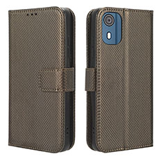 Funda de Cuero Cartera con Soporte Carcasa BY1 para Nokia C02 Marron