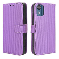 Funda de Cuero Cartera con Soporte Carcasa BY1 para Nokia C02 Morado