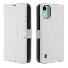 Funda de Cuero Cartera con Soporte Carcasa BY1 para Nokia C12 Plus Blanco