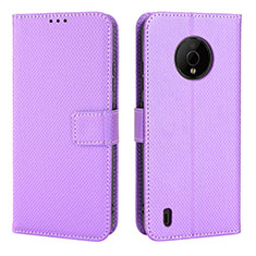 Funda de Cuero Cartera con Soporte Carcasa BY1 para Nokia C200 Morado