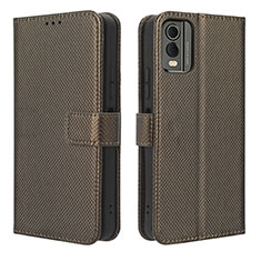 Funda de Cuero Cartera con Soporte Carcasa BY1 para Nokia C210 Marron