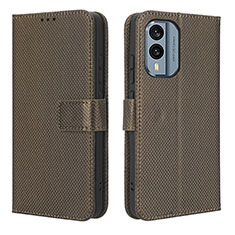 Funda de Cuero Cartera con Soporte Carcasa BY1 para Nokia X30 5G Marron