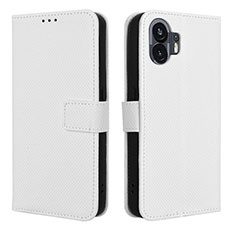 Funda de Cuero Cartera con Soporte Carcasa BY1 para Nothing Phone 2 Blanco