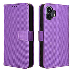 Funda de Cuero Cartera con Soporte Carcasa BY1 para Nothing Phone 2 Morado