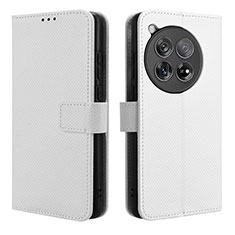 Funda de Cuero Cartera con Soporte Carcasa BY1 para OnePlus 12 5G Blanco