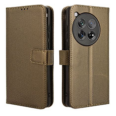 Funda de Cuero Cartera con Soporte Carcasa BY1 para OnePlus 12 5G Marron