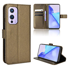 Funda de Cuero Cartera con Soporte Carcasa BY1 para OnePlus 9 5G Marron