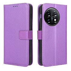 Funda de Cuero Cartera con Soporte Carcasa BY1 para OnePlus Ace 2 5G Morado