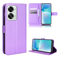 Funda de Cuero Cartera con Soporte Carcasa BY1 para OnePlus Nord 2T 5G Morado