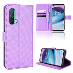 Funda de Cuero Cartera con Soporte Carcasa BY1 para OnePlus Nord CE 5G Morado