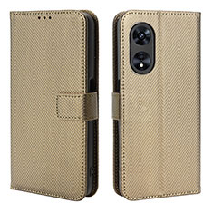 Funda de Cuero Cartera con Soporte Carcasa BY1 para Oppo A1 5G Marron