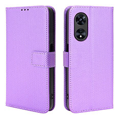 Funda de Cuero Cartera con Soporte Carcasa BY1 para Oppo A1 5G Morado