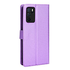 Funda de Cuero Cartera con Soporte Carcasa BY1 para Oppo A16s Morado