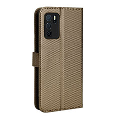 Funda de Cuero Cartera con Soporte Carcasa BY1 para Oppo A54s Marron