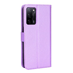 Funda de Cuero Cartera con Soporte Carcasa BY1 para Oppo A55 5G Morado