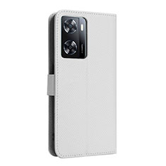 Funda de Cuero Cartera con Soporte Carcasa BY1 para Oppo A57e Blanco