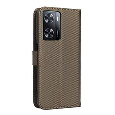 Funda de Cuero Cartera con Soporte Carcasa BY1 para Oppo A57s Marron