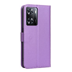 Funda de Cuero Cartera con Soporte Carcasa BY1 para Oppo A77 4G Morado