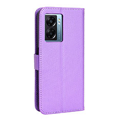 Funda de Cuero Cartera con Soporte Carcasa BY1 para Oppo A77 5G Morado