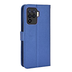 Funda de Cuero Cartera con Soporte Carcasa BY1 para Oppo F19 Pro Azul