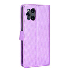 Funda de Cuero Cartera con Soporte Carcasa BY1 para Oppo Find X3 5G Morado