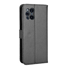 Funda de Cuero Cartera con Soporte Carcasa BY1 para Oppo Find X3 5G Negro