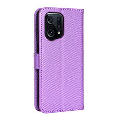 Funda de Cuero Cartera con Soporte Carcasa BY1 para Oppo Find X5 5G Morado