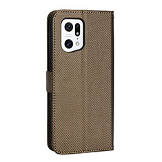 Funda de Cuero Cartera con Soporte Carcasa BY1 para Oppo Find X5 Pro 5G Marron