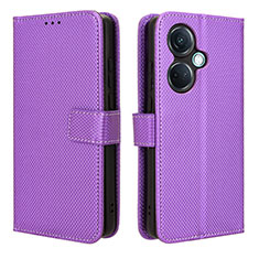 Funda de Cuero Cartera con Soporte Carcasa BY1 para Oppo K11 5G Morado