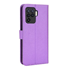 Funda de Cuero Cartera con Soporte Carcasa BY1 para Oppo Reno5 Lite Morado