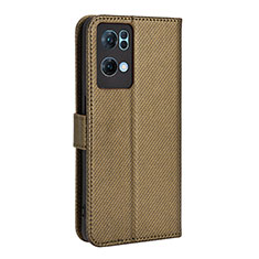 Funda de Cuero Cartera con Soporte Carcasa BY1 para Oppo Reno7 Pro 5G Marron