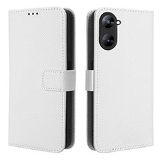 Funda de Cuero Cartera con Soporte Carcasa BY1 para Realme 10S 5G Blanco