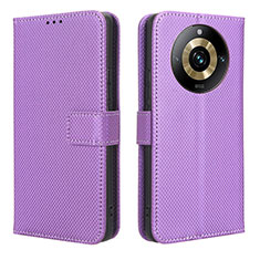 Funda de Cuero Cartera con Soporte Carcasa BY1 para Realme 11 Pro+ Plus 5G Morado