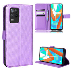 Funda de Cuero Cartera con Soporte Carcasa BY1 para Realme 8s 5G Morado