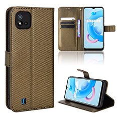 Funda de Cuero Cartera con Soporte Carcasa BY1 para Realme C20 Marron