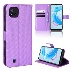 Funda de Cuero Cartera con Soporte Carcasa BY1 para Realme C20 Morado