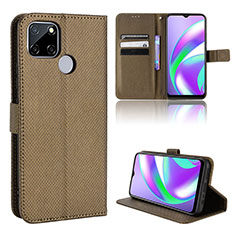 Funda de Cuero Cartera con Soporte Carcasa BY1 para Realme C25S Marron