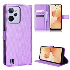 Funda de Cuero Cartera con Soporte Carcasa BY1 para Realme C31 Morado