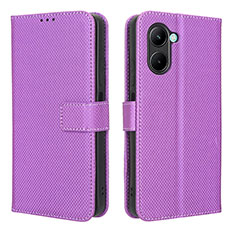 Funda de Cuero Cartera con Soporte Carcasa BY1 para Realme C33 (2023) Morado