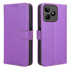 Funda de Cuero Cartera con Soporte Carcasa BY1 para Realme C53 India Morado