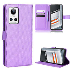 Funda de Cuero Cartera con Soporte Carcasa BY1 para Realme GT Neo3 5G Morado