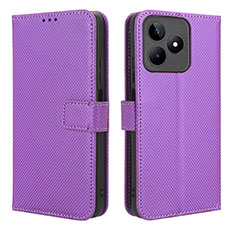 Funda de Cuero Cartera con Soporte Carcasa BY1 para Realme Narzo N53 Morado