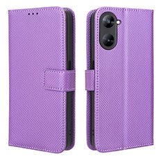 Funda de Cuero Cartera con Soporte Carcasa BY1 para Realme Q5x 5G Morado