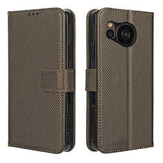 Funda de Cuero Cartera con Soporte Carcasa BY1 para Sharp Aquos Sense7 Plus Marron