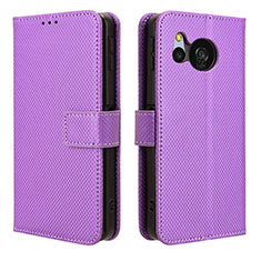 Funda de Cuero Cartera con Soporte Carcasa BY1 para Sharp Aquos Sense8 Morado