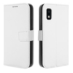 Funda de Cuero Cartera con Soporte Carcasa BY1 para Sharp Aquos wish3 Blanco